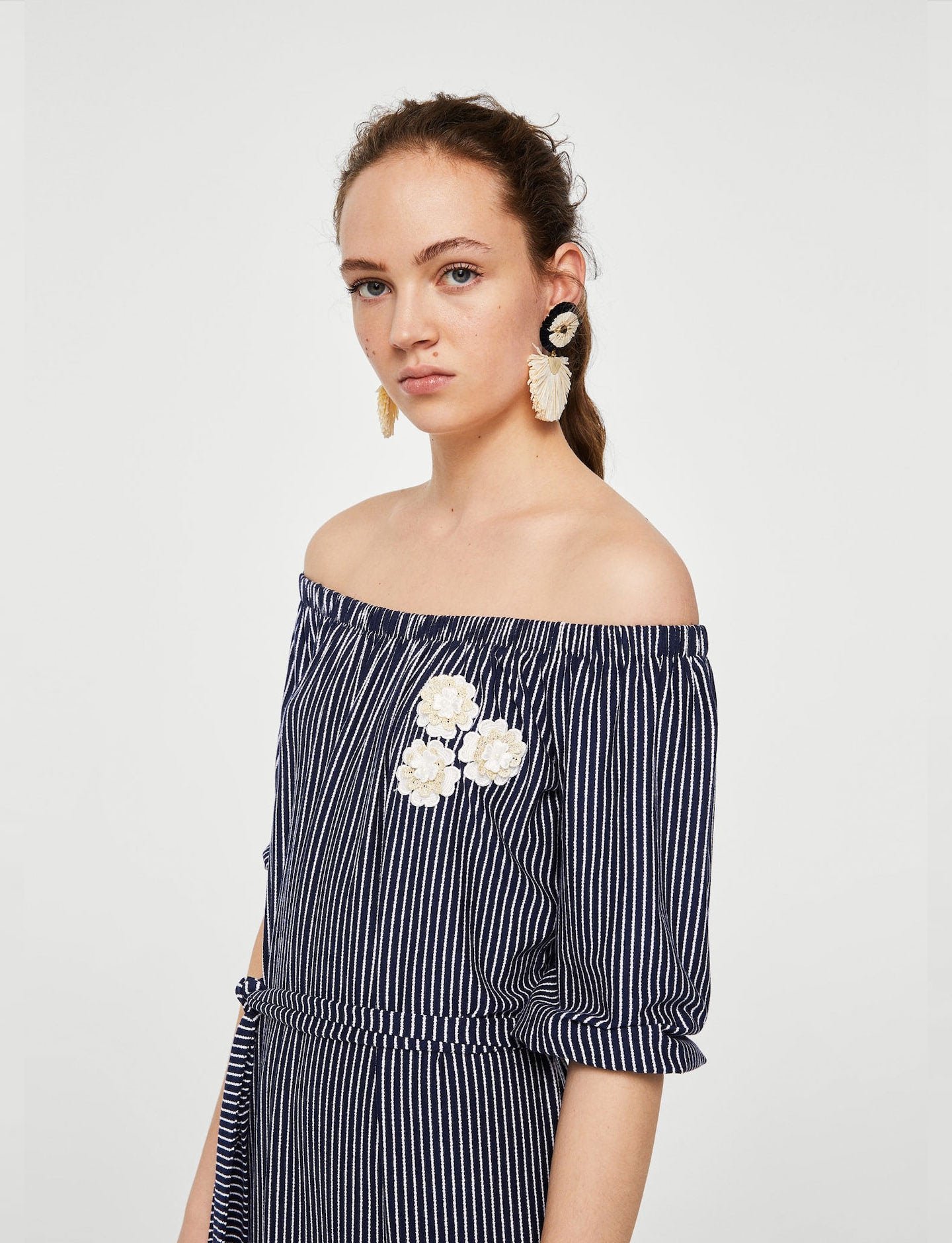 Off-shoulder striped dress - Image 2