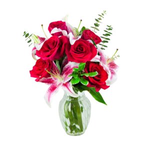 Red tulip hyacinth and calla